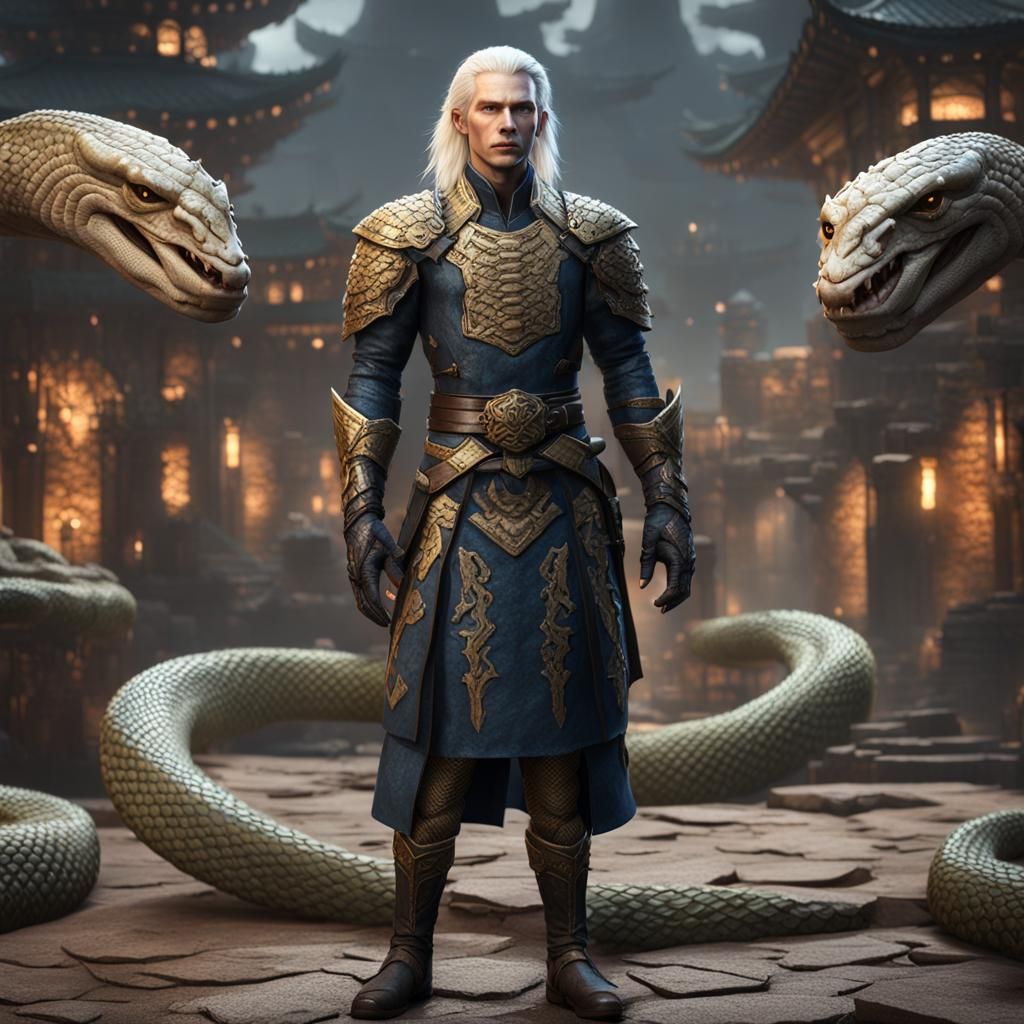 Albino Yuan-ti Rogue in Detailed Matte Painting