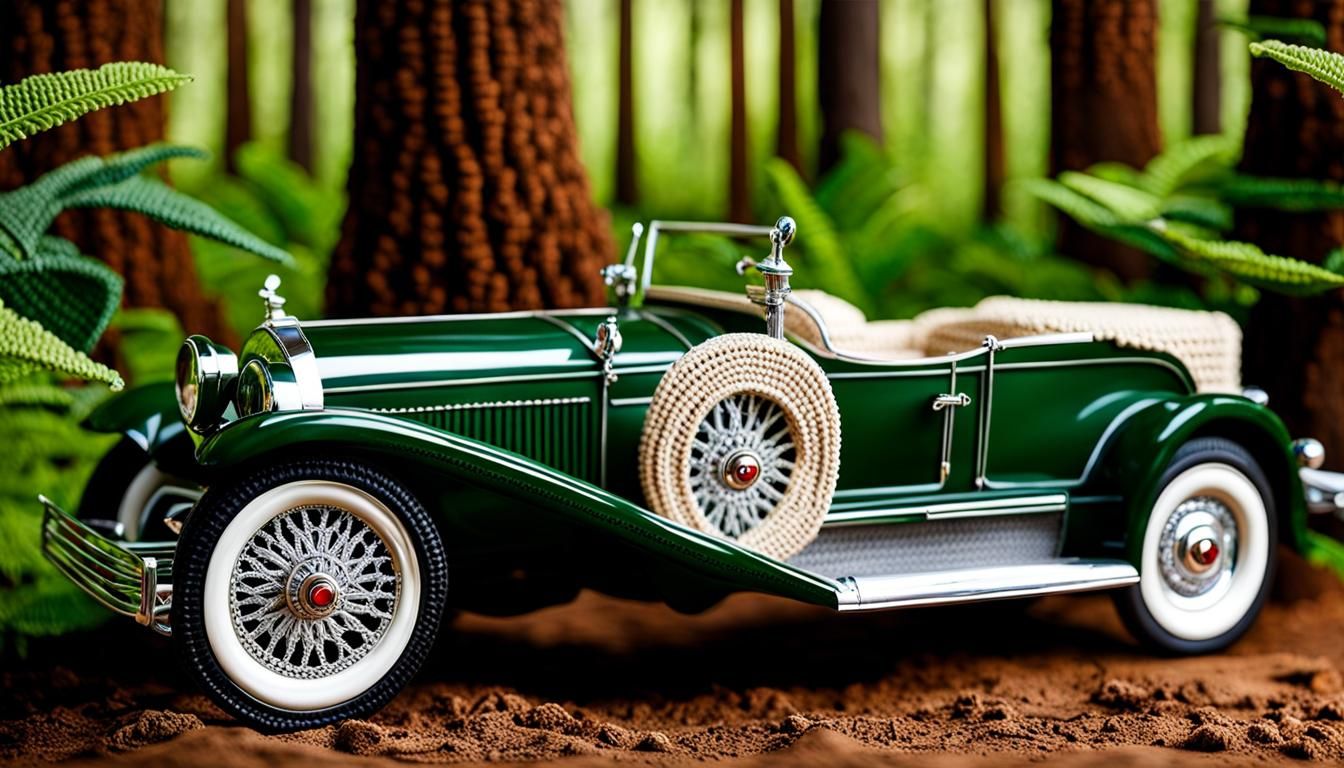 Forest Green 1926 Duesenberg Roadster Crochet Art