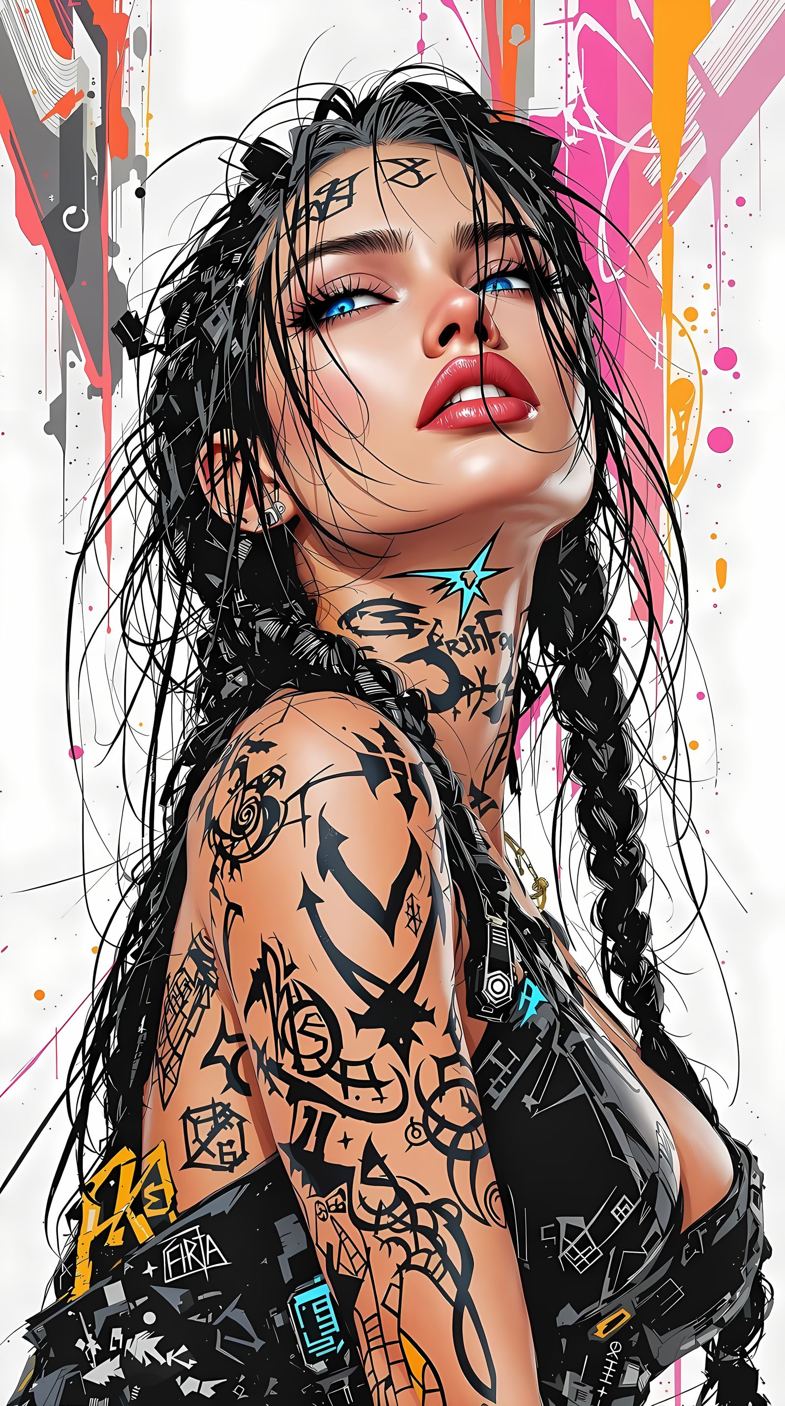 Cyberpunk Goddess Rises in Neon Splendor