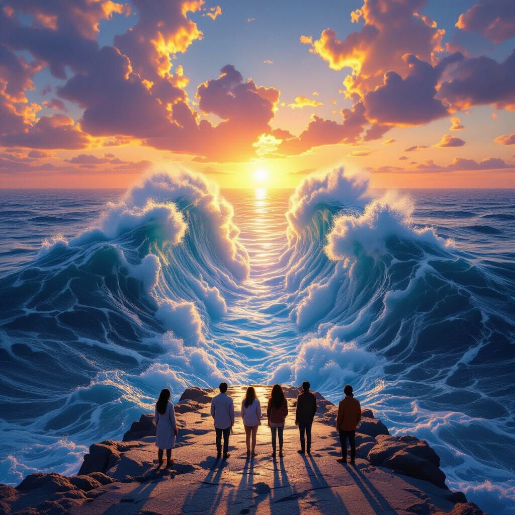 Moses Parts the Sea Revealing Endless Path