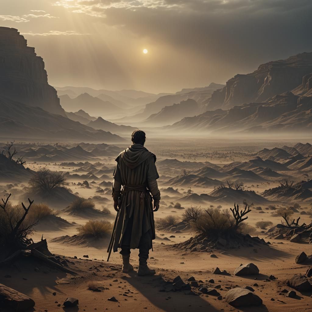 Worship in a Misty Desert Landscape