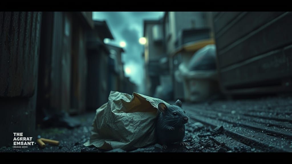 Gritty Film Noir Alley Scene with Decoy Rat