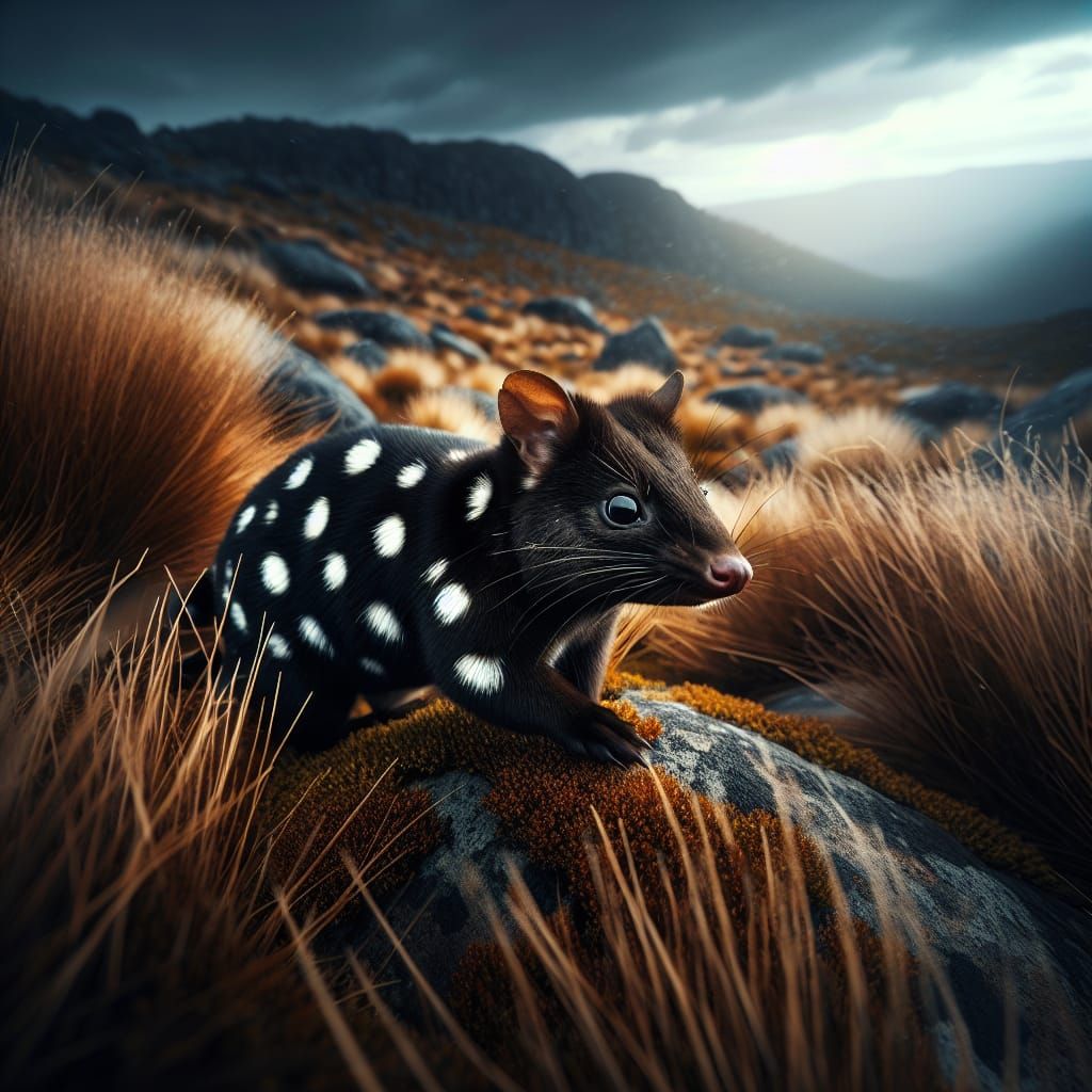 Hyperrealistic Black Quoll in Australian Habitat