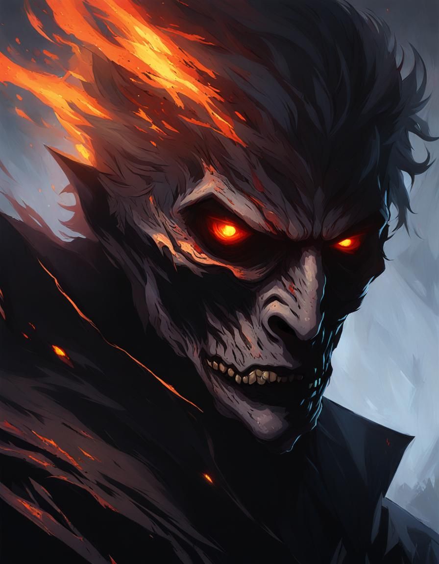 Undead Assassin Portrait in Anime Impressionist Style