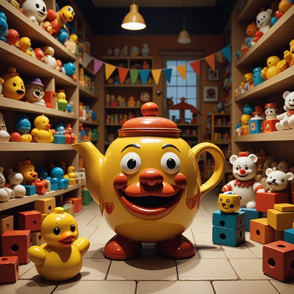 Teapot and Toys in Photorealistic Style