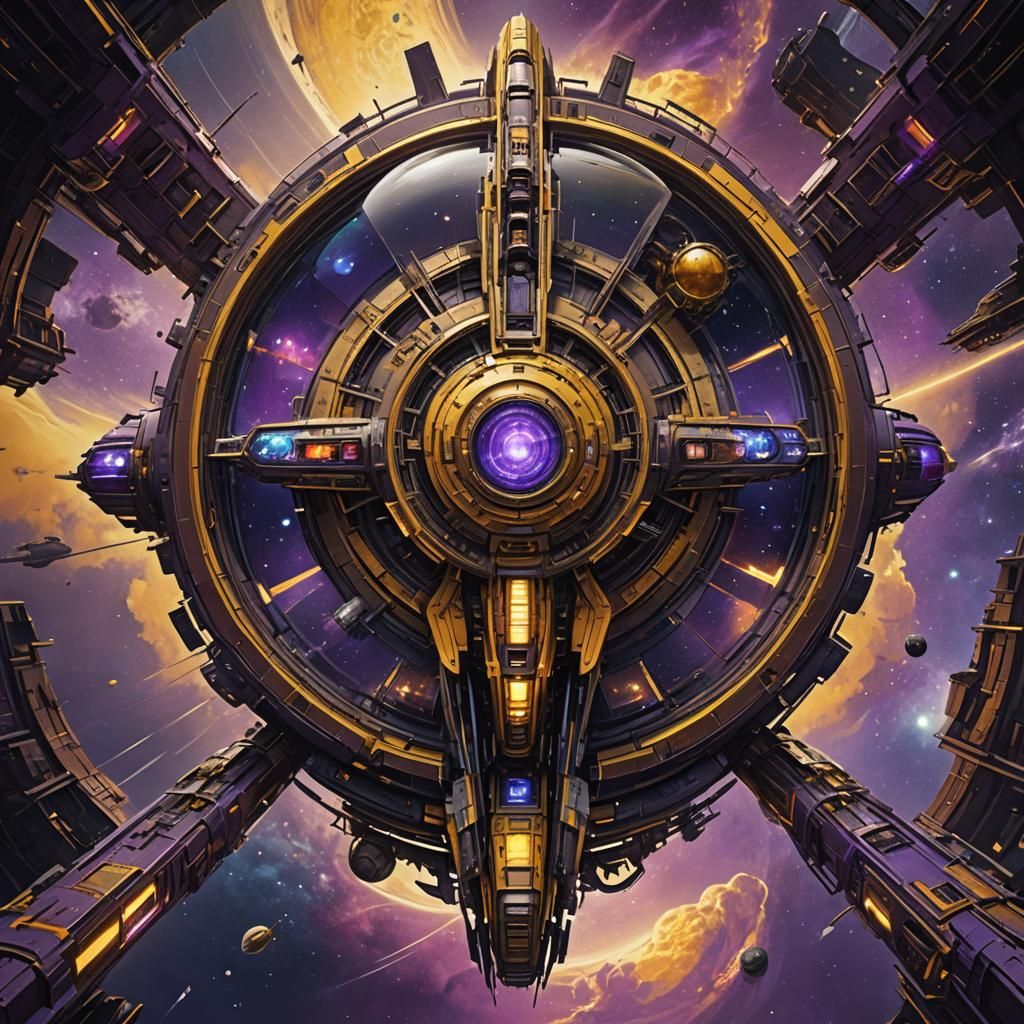 Spectacular Spaceship in Dark Fantasy Style