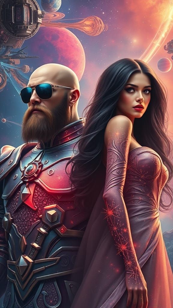 Ethereal Cosmic Gods Standing in Resplendent Celestial Armor