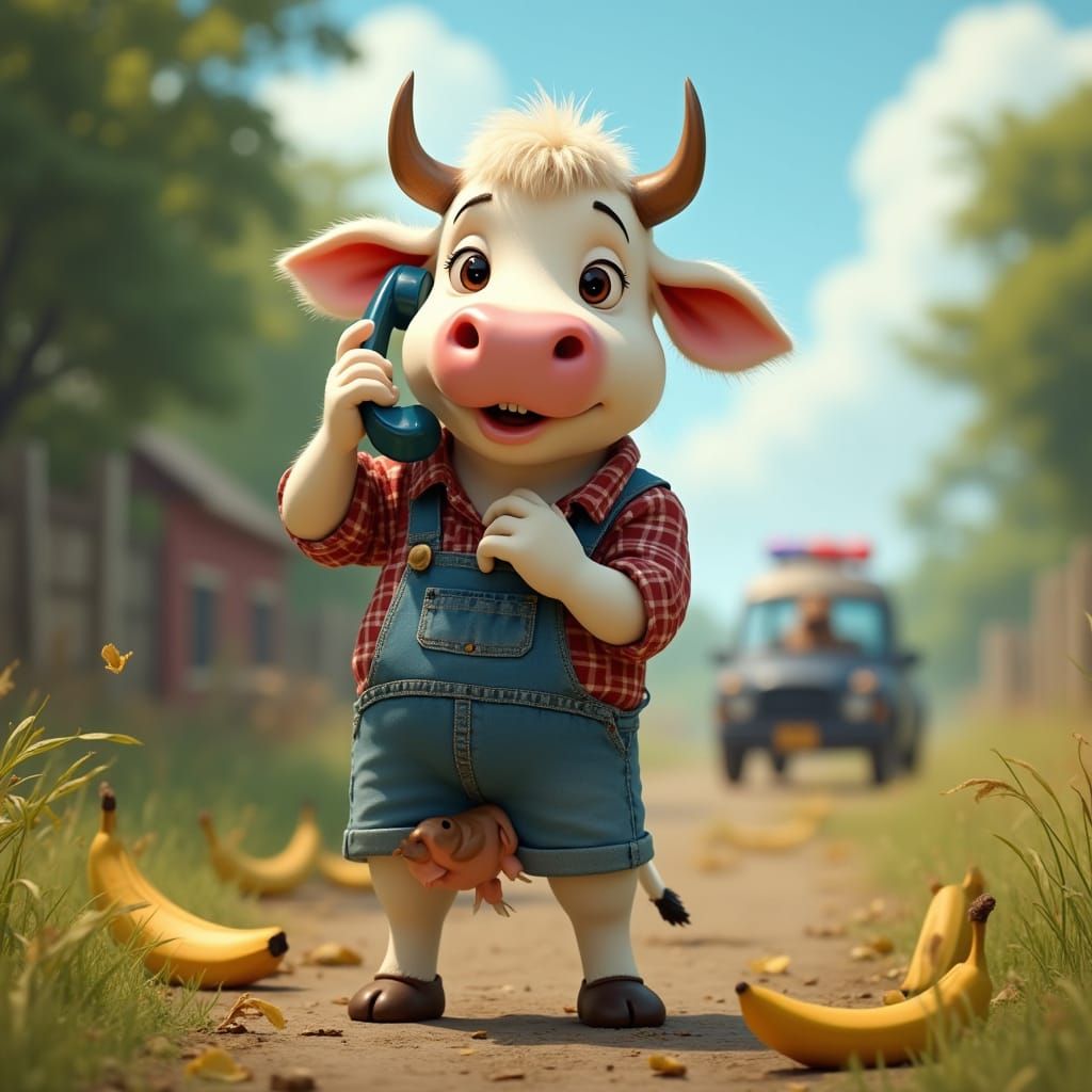 Cow Calls Police in Humorous, Semi-Realistic Scene