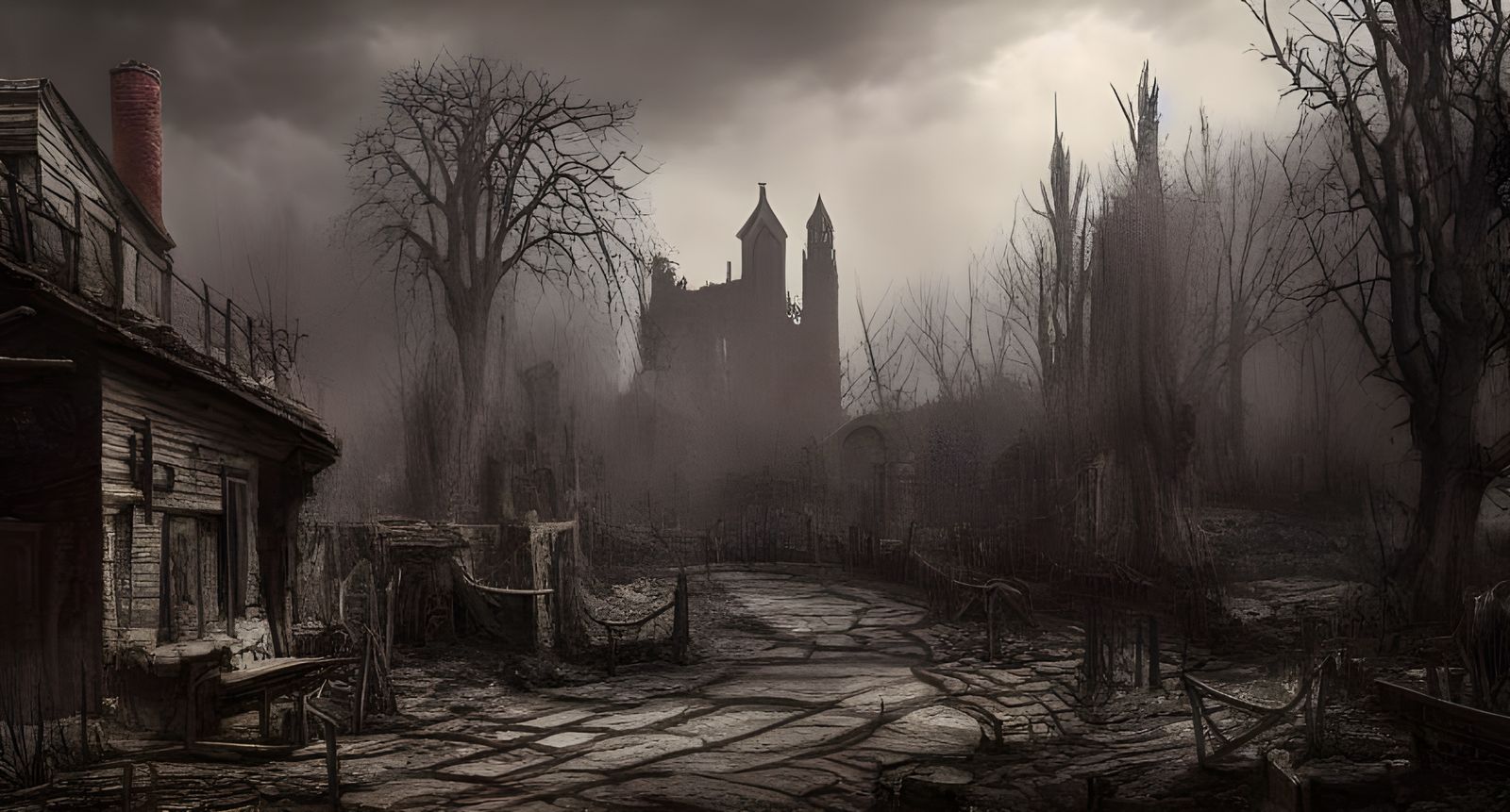 Dark Post-Apocalyptic Medieval Landscape in 8k