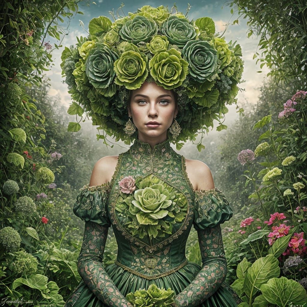 Salad Dress Portrait in Illustrative Style