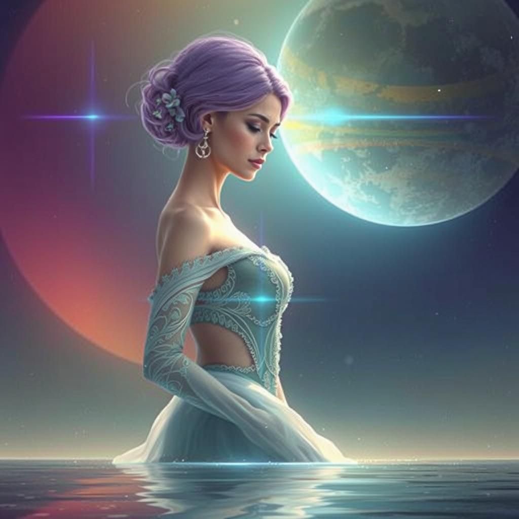 Ethereal Double Exposure Portrait on Alien Planet