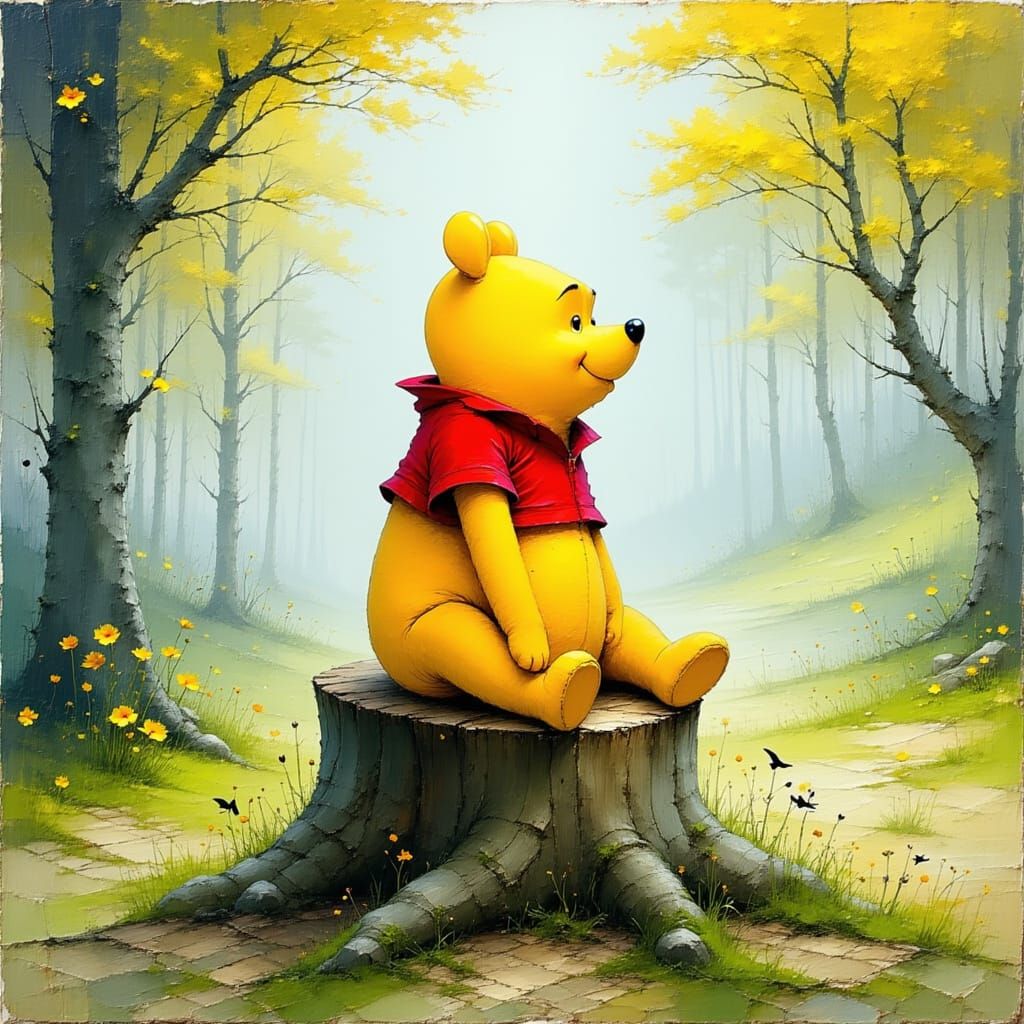 Winnie the Pooh Impasto Acrylic Painting
