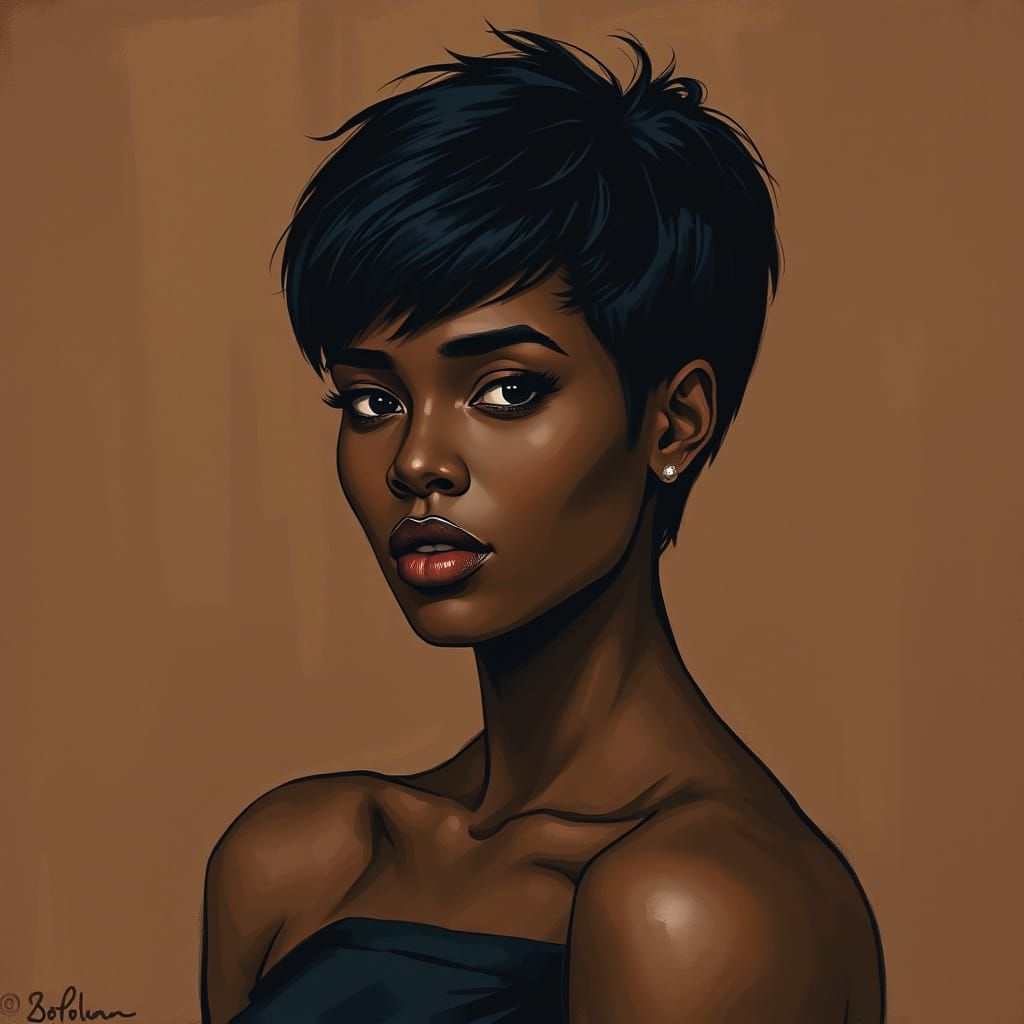 African Woman in Dark Realism Style