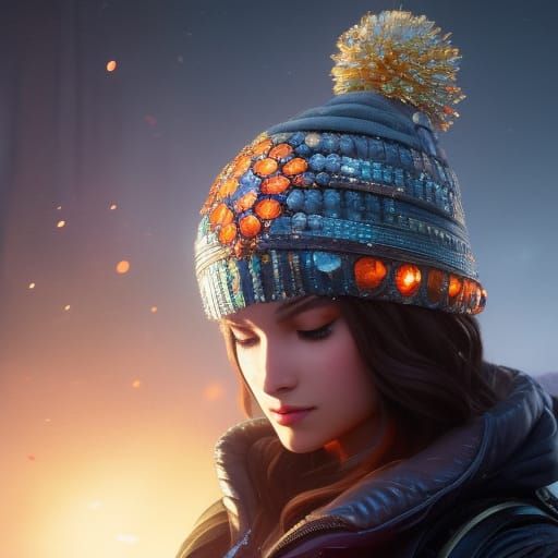 Crystalline Beanie Hat Digital Art in 8K