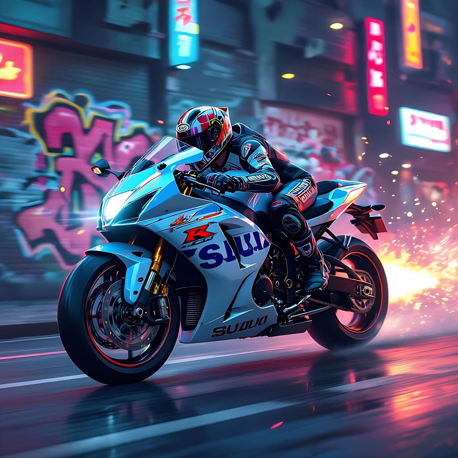 Suzuki GSXR 1000 Street Race in Graffiti Art