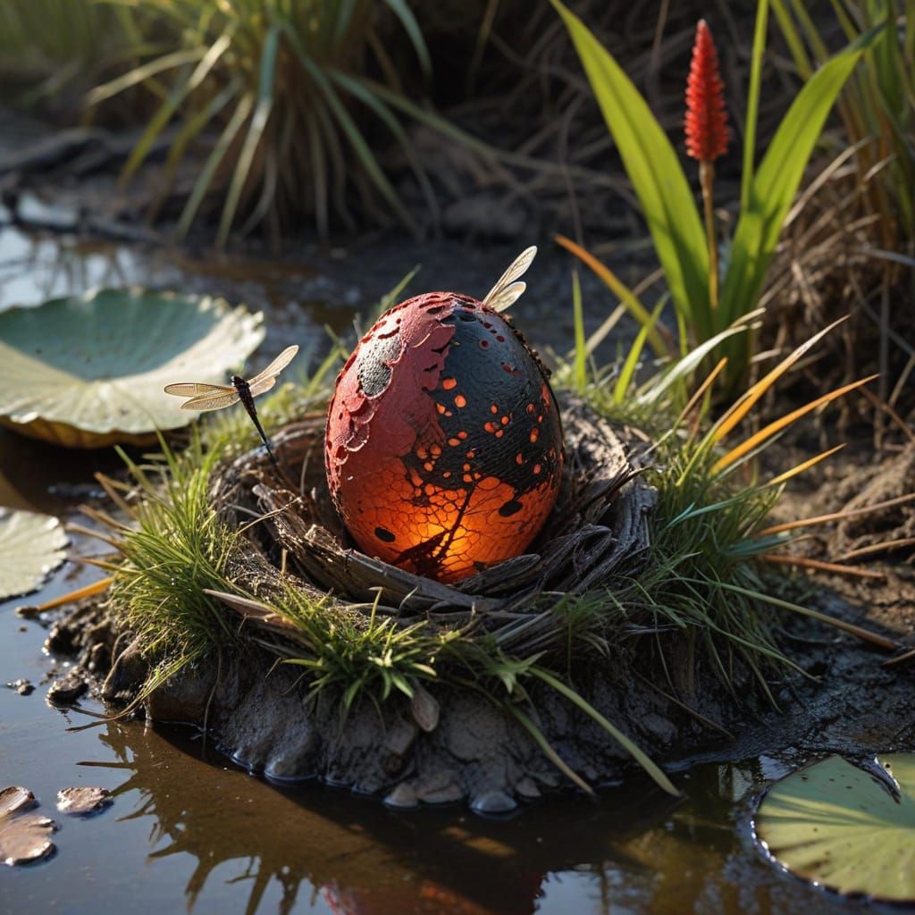 MudWing Dragon Egg in Realistic Swamp Fantasy