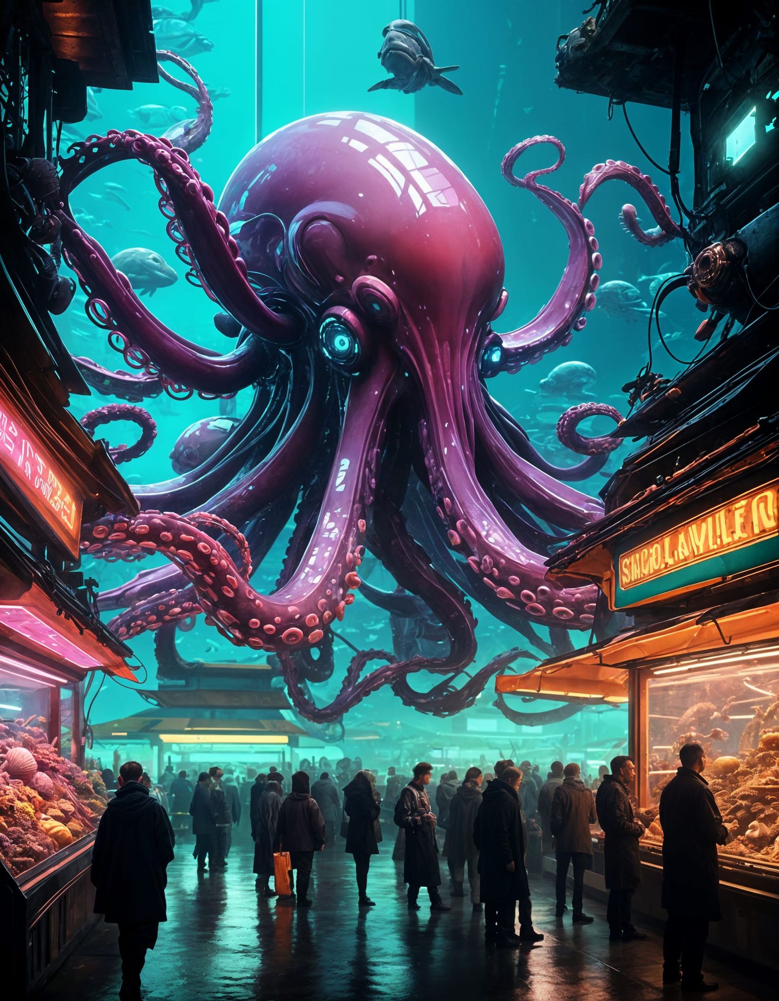 Underwater Sci-Fi Market with Robotic Fauna