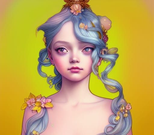 Angelic Girl Portrait in Ethereal Pastel Colors