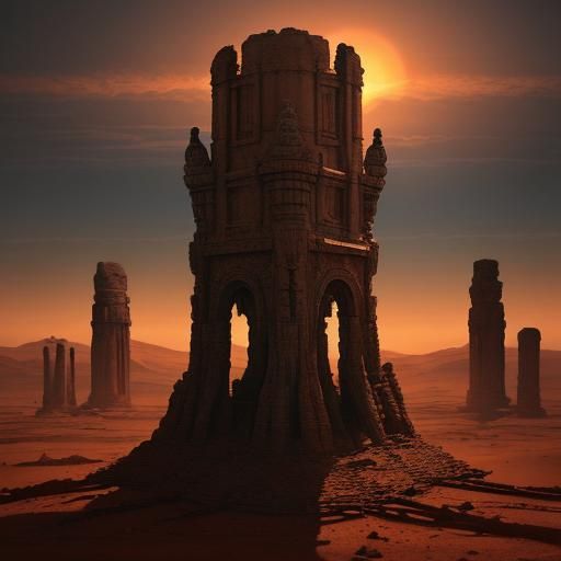 Mystical Alien Druid on Mars in Surreal Oil Painting