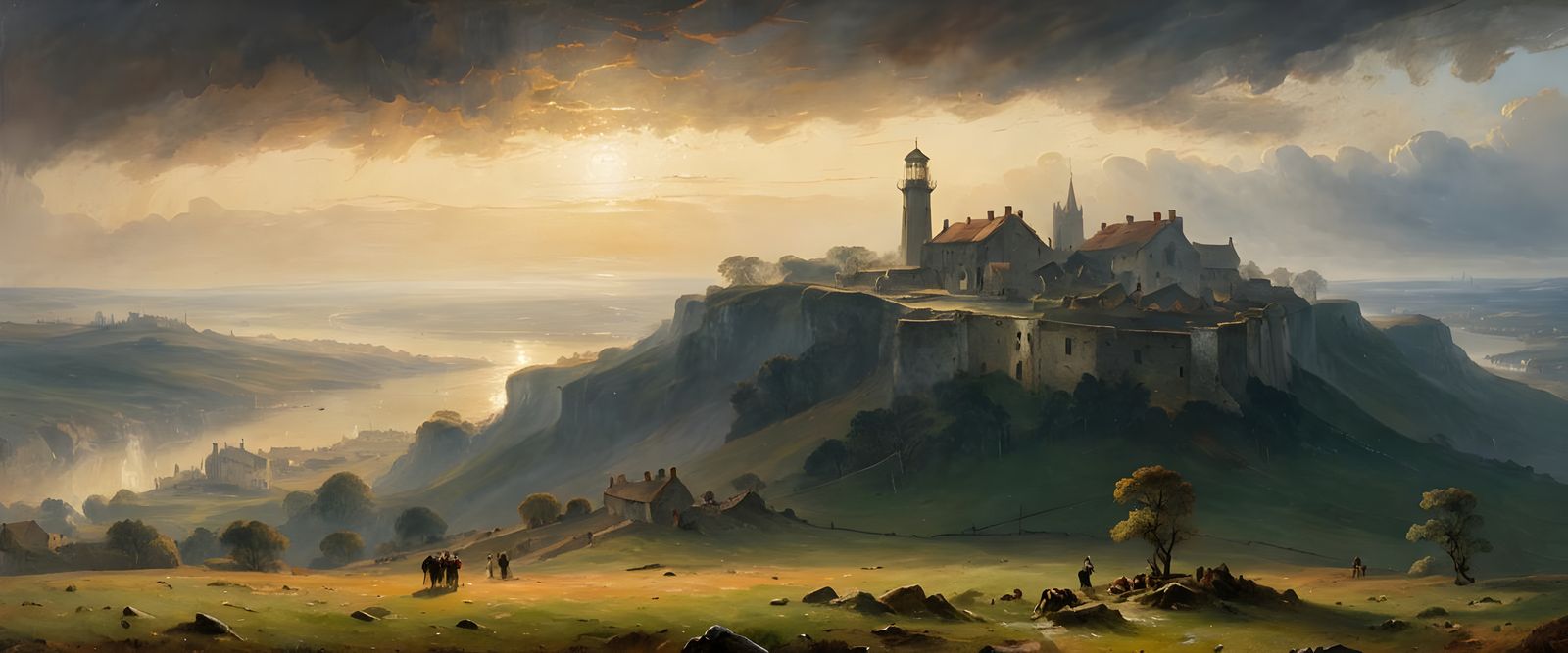 Turner-Inspired Oil Painting of Early 1900s Farmers