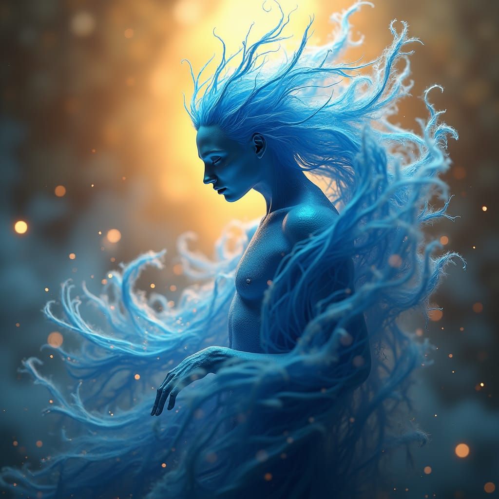Mystical Blue Spirit in Ethereal Matte Painting
