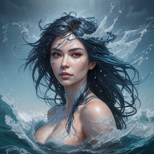 Splash Art of Couple on Ocean with Dynamic Lighting