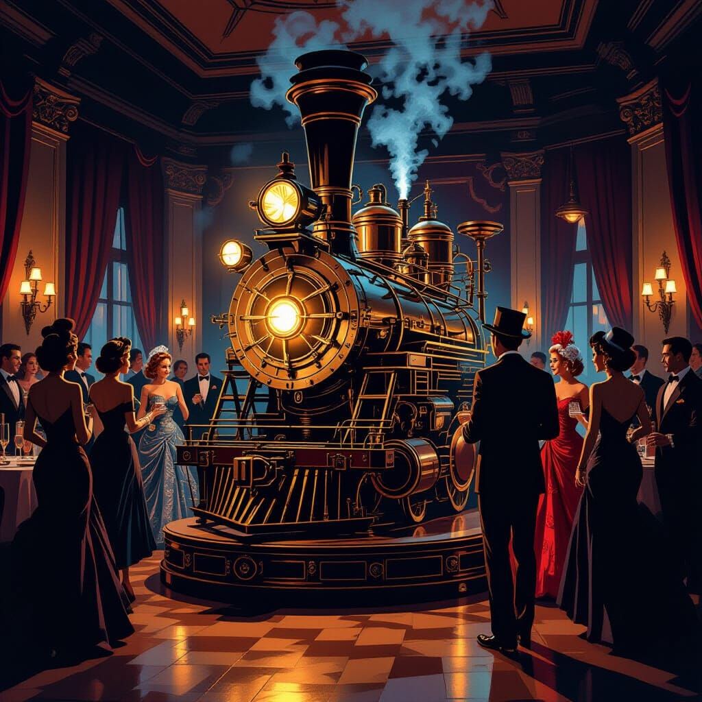 1950s Halloween Party with Steampunk Engine Centerpiece