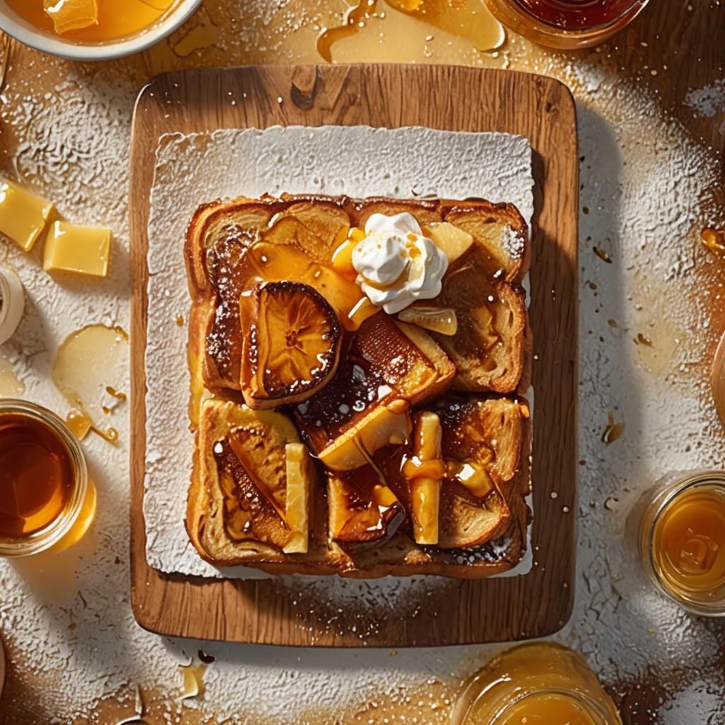 Golden Brown French Toast Still Life: Digital Art