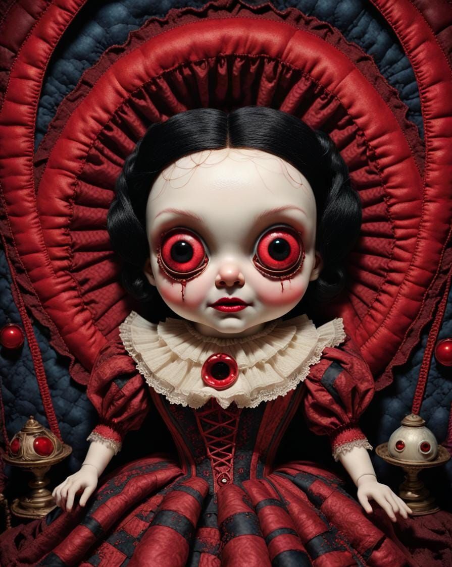 Creepy Candlewicked Dollequin with Glowing Eyes