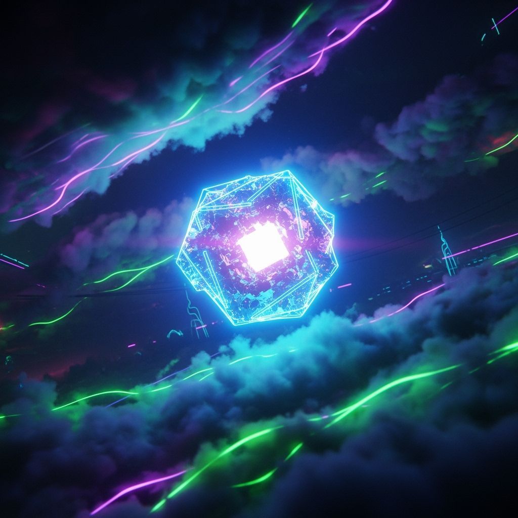 Mystical Vanadium Element in a Neon-Lit Atmosphere