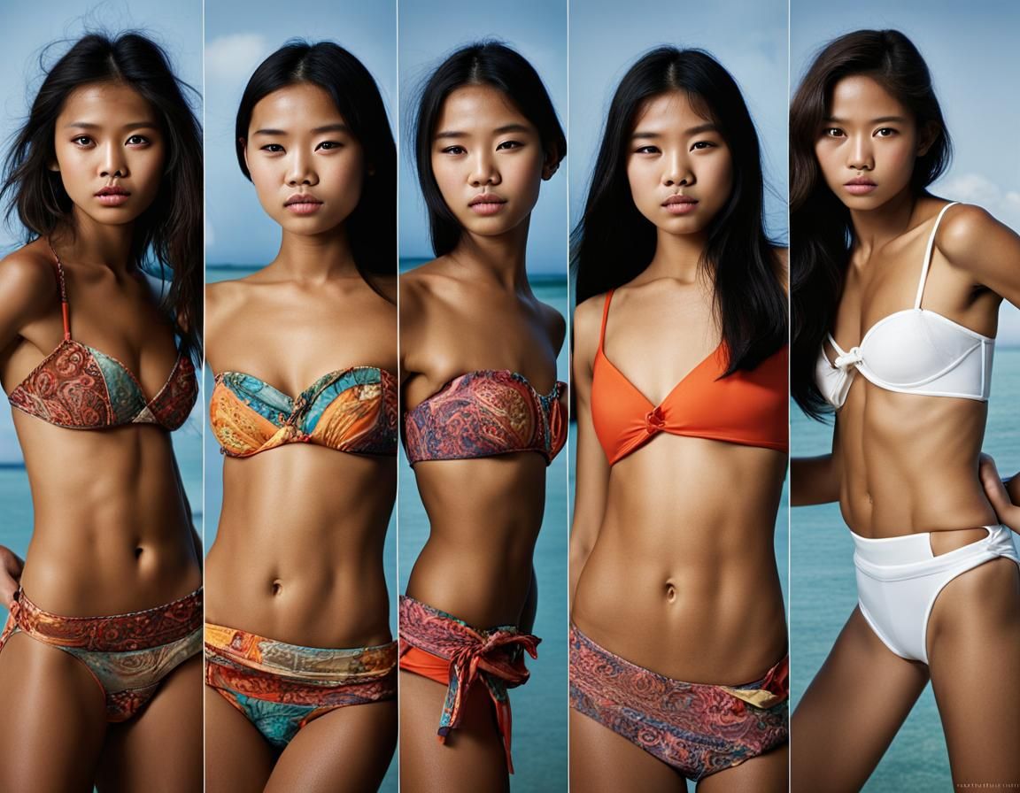 Indonesian Models in Bikinis: Professional Studio Portrait