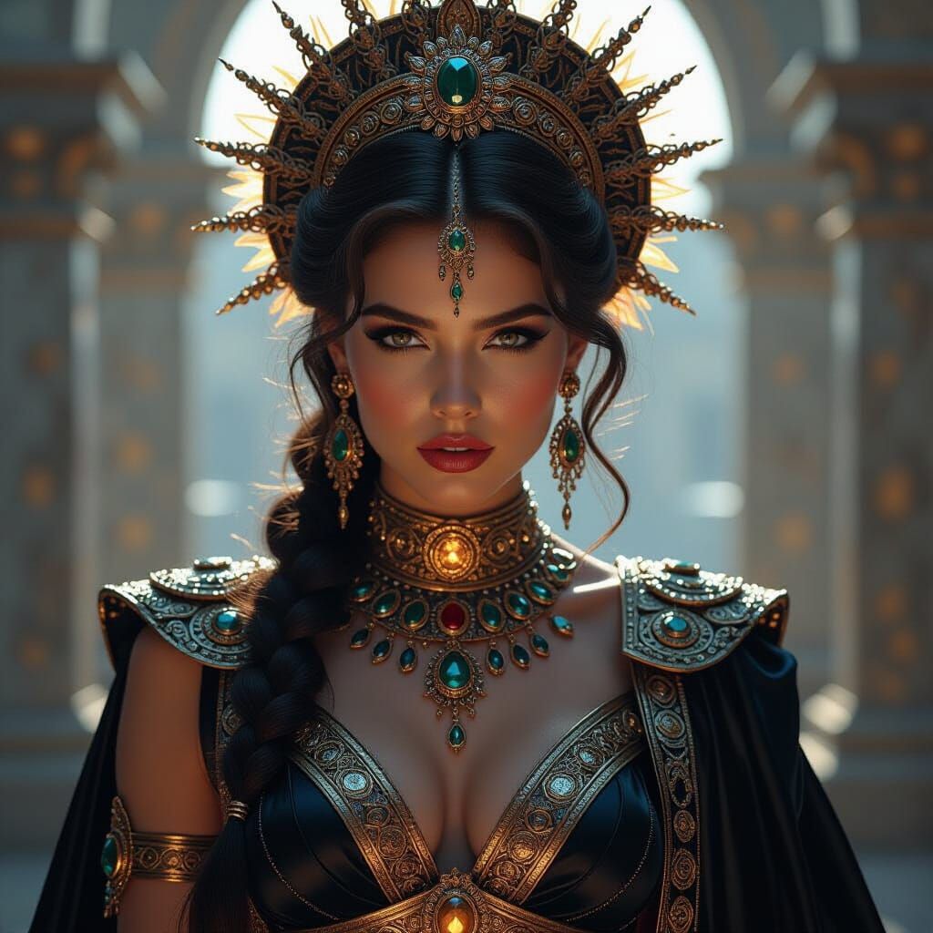 Heroic Roman Goddess of War in Futuristic Style