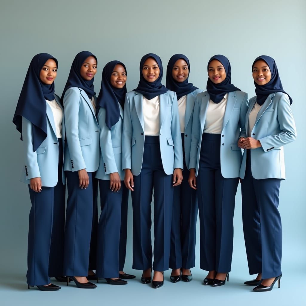 Seven Women Exude Confidence and Poise in Unison