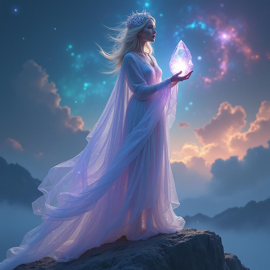 Celestial Being on Nebula Mountain, Digital Art