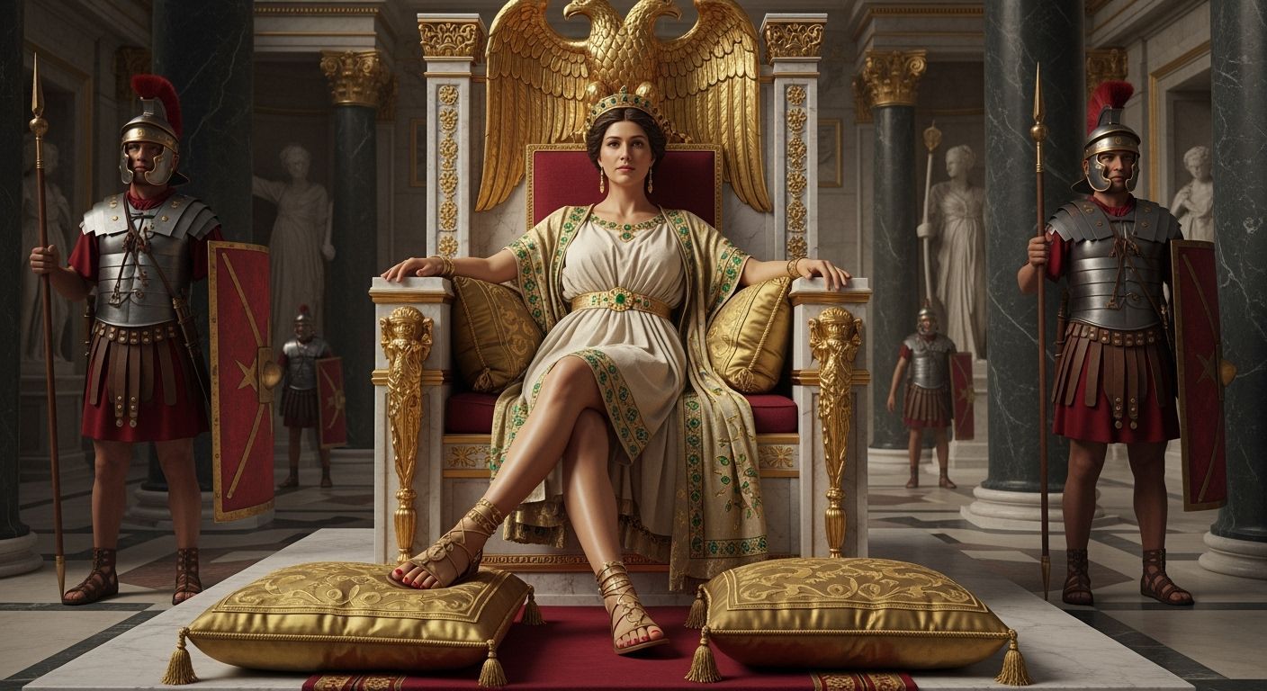 Empress Messalina on Her Lavish Gold Throne