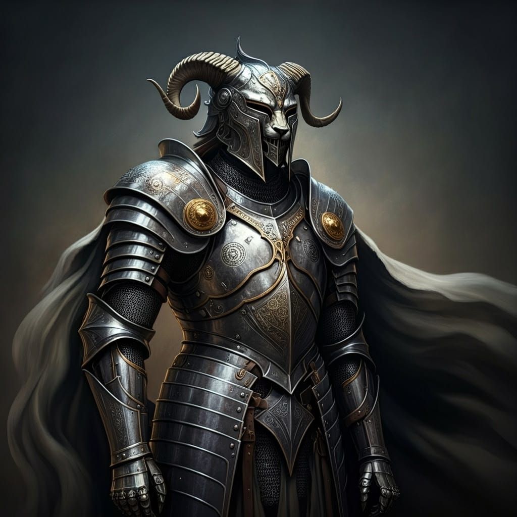 Mechanical Fantasy Armor in Polished Silver with Ancient Mag...