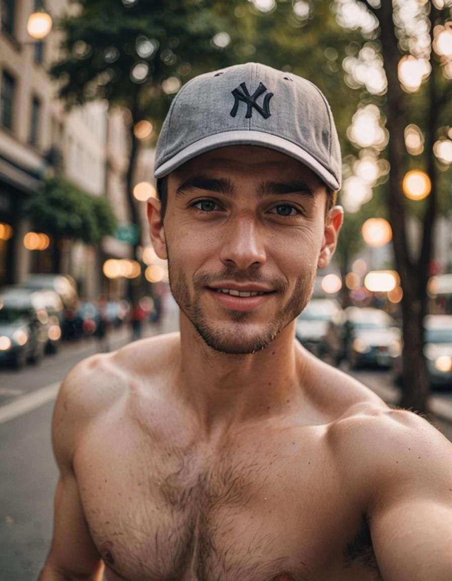 Shirtless Man Taking a Selfie: Professional Photography