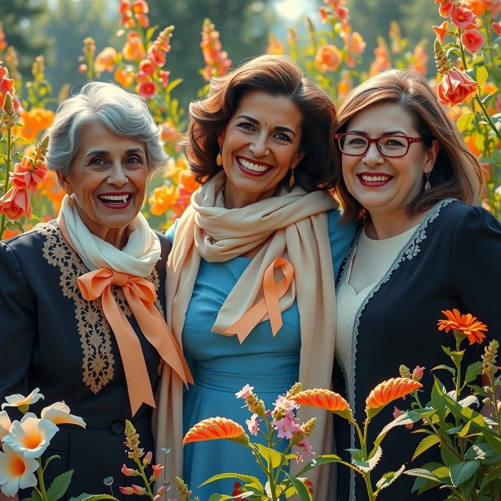 Women Celebrating Triumph Over Uterine Cancer in Impressioni...