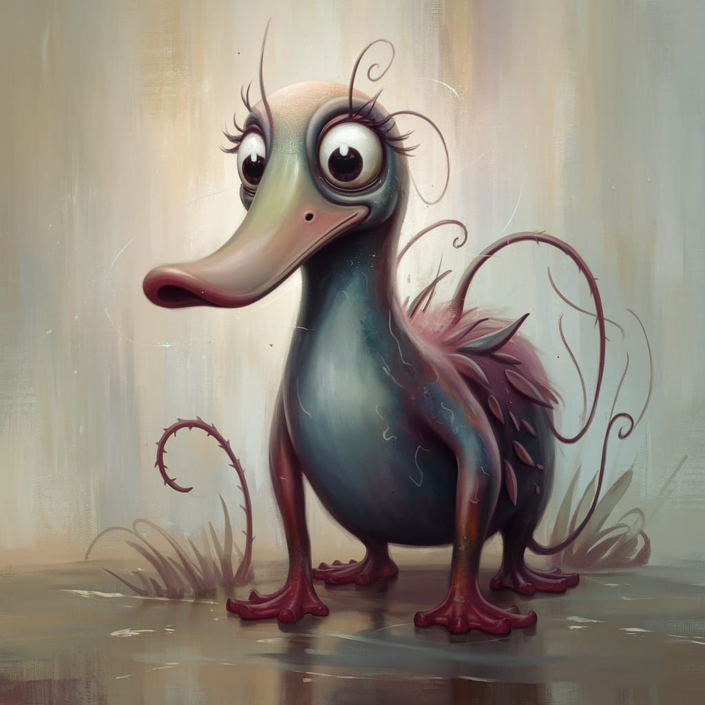 Surreal Platypus Painting in Dreamlike Alien Style