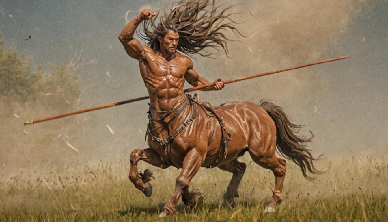 Kung Fu Centaur Galloping Through Windswept Plains