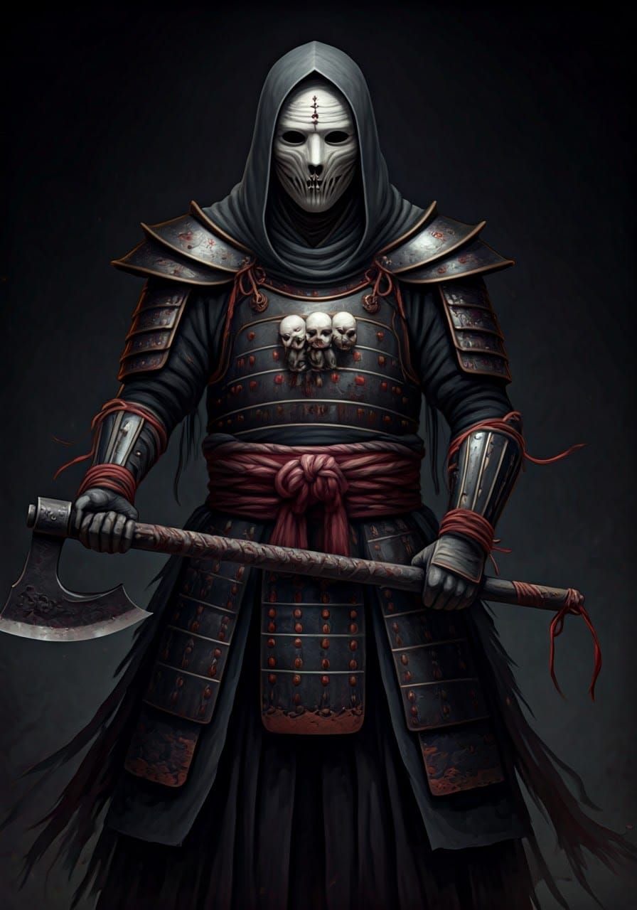 Imposing Hitokiri Warrior with Gleaming Masakari Axe