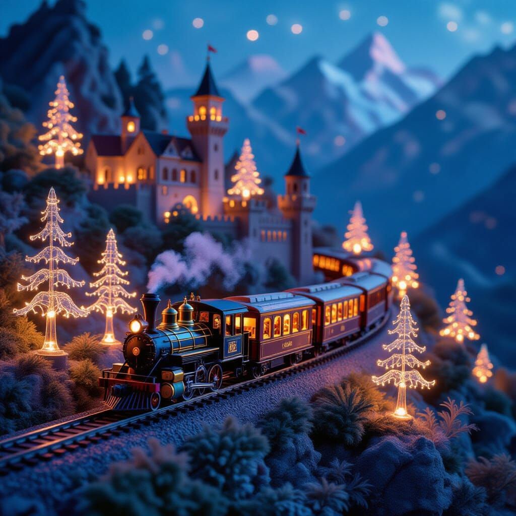 Miniature Train Journey Through Whimsical Kingdom