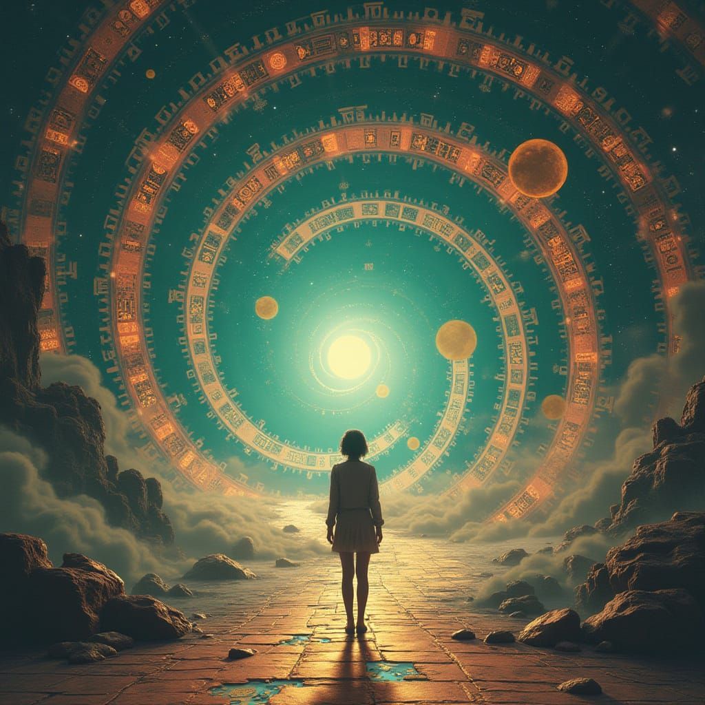 Time Portal with Retro-Futuristic Elements