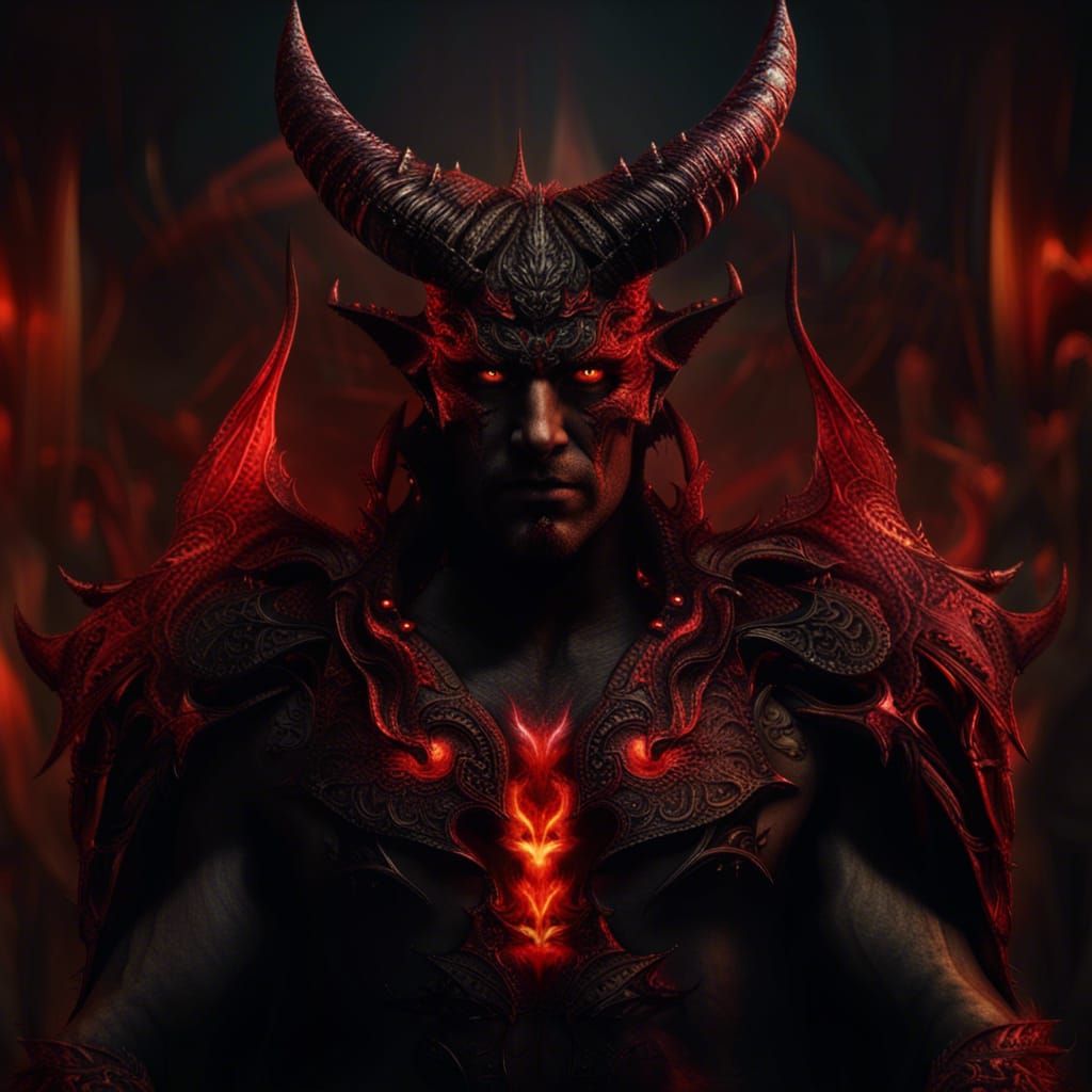 Dramatic Devil with Horns and Bat Wings