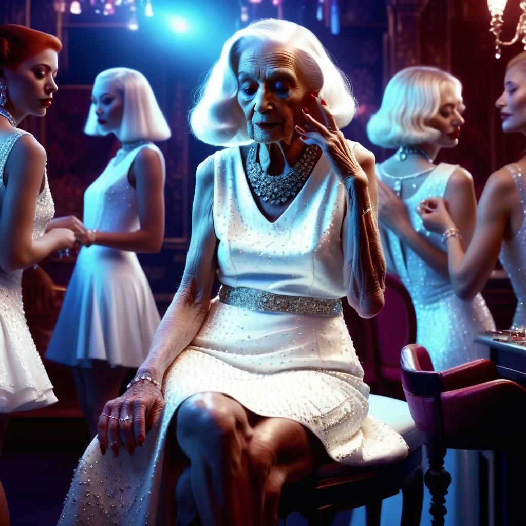 Glamorous Octogenarian Clubbing: A Vermeer-esque Portrait