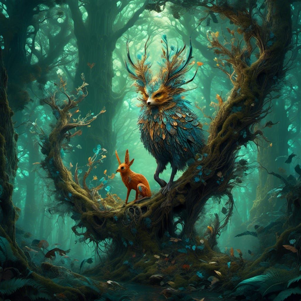 Luminescent Forest Animal in a Whimsical Digital Painting