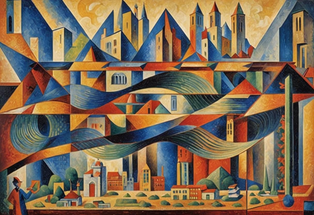 Abstract Cubism Architecture in Euclidean Style