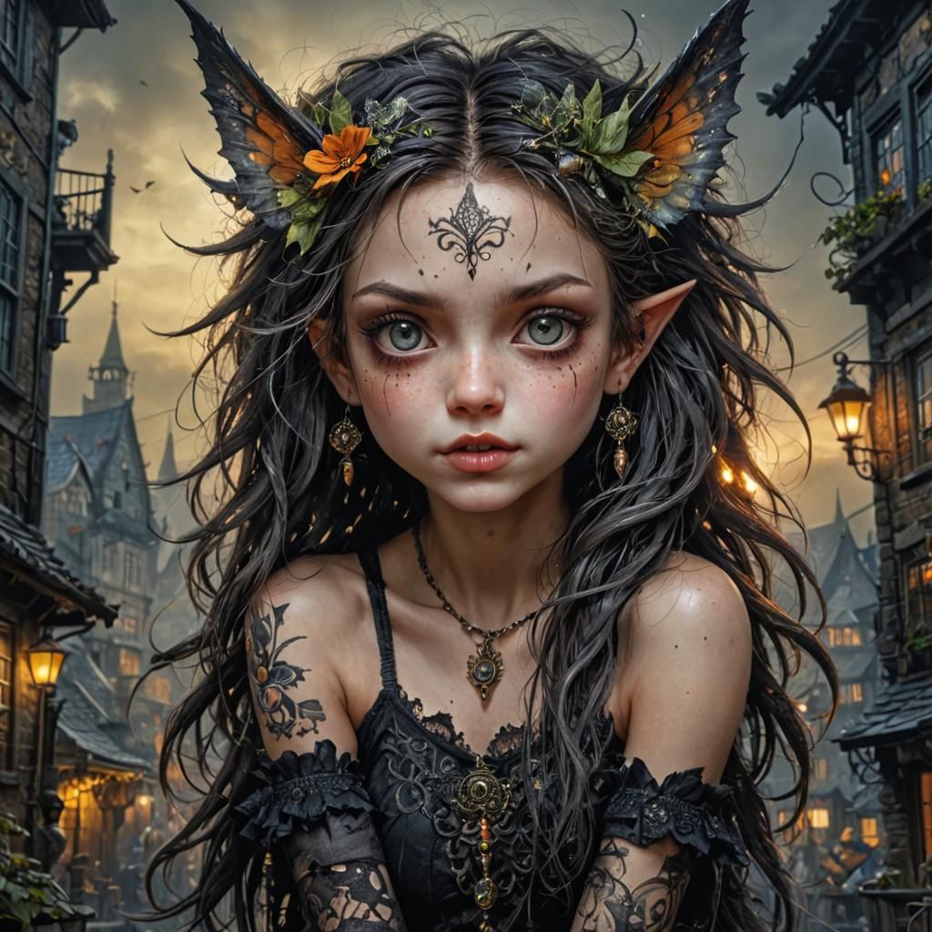 Mischievous Punky Pixie with Vivid Eyes