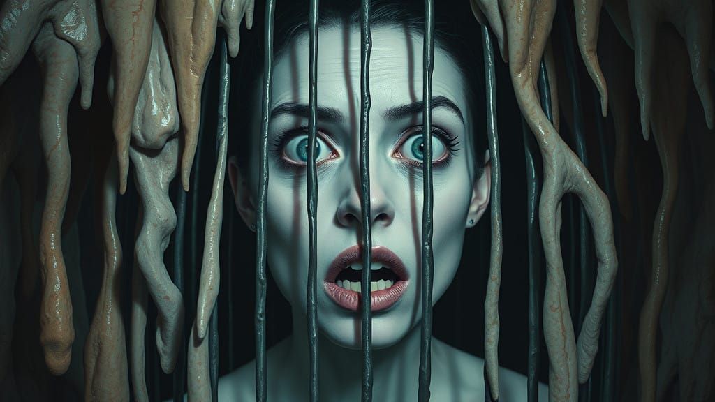 Surrealist Nightmare in Dark, Twisted Cage