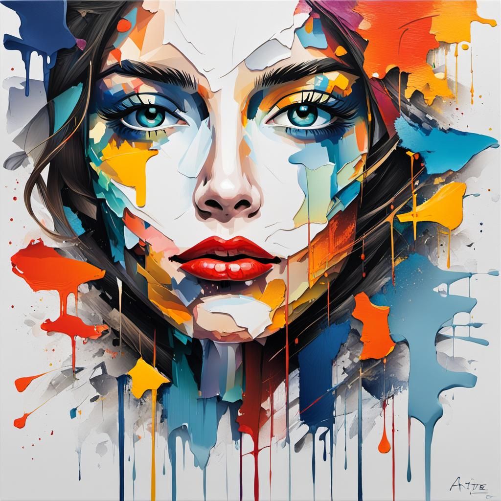 Abstract Portrait of a Woman in Vibrant Colors